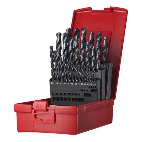 Remplacement de foret hélicoïdal A190 DIN 338 Type N D.1-13x0,5mm HSS 29 pièces, boîte à fermeture rapide