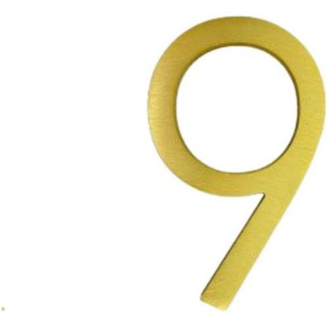 Número de casa de metal color dorado，12,7 cm，Número 9，Letrero de número de casa，Número de casa flotante，Número de casa de metal，Número de casa 3D (1/5)