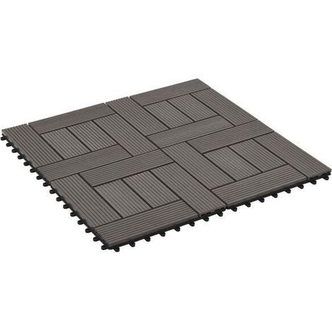 Lot de 22 dalles de terrasse en composite bois-plastique (WPC) brun foncé de 30 x 30 cm (1/5)