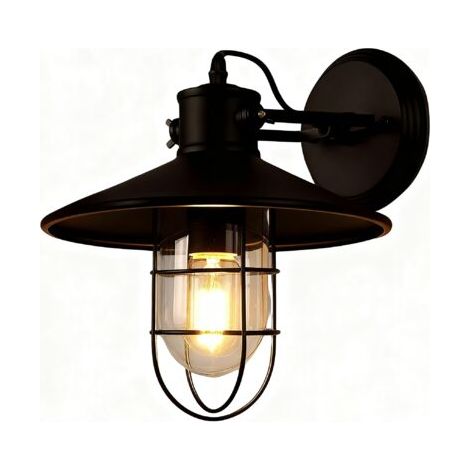 royaluxe- Lampe Murale Rétro Applique Murale Vintage E27 Applique Murale Fer Pour Chambre À Coucher, Bar, Noire