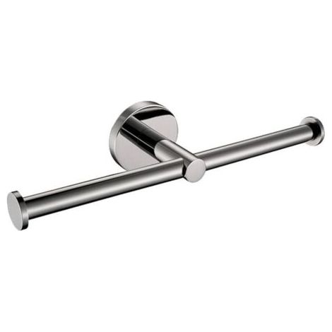 Double Porte Papier Toilette Chromé Support Rouleau Papier Hygiénique Fixation Murale Dérouleur Papier WC Argenté Moderne 2 en 1 en Acier Inoxydable pour Salle de Bain (1/5)