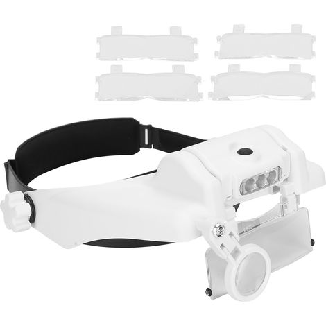 Lot de 2 Loupes Frontales avec Lampe LED Réglable, Lunettes Loupe Binoculaire pour Travail de Précision, Main Libre, Vision Agrandie, Idéal pour Bricolage et Réparation (1/5)