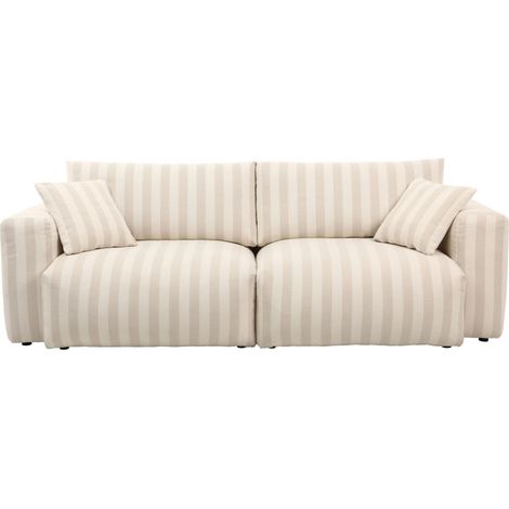 Canapé 3 places en tissu à rayures - Beige - Limona (1/5)