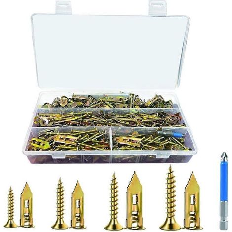 400 vis d'expansion autotaraudeuses pour plaques de plâtre, comprenant un ensemble de 4 tailles de vis d'expansion différentes, vis pour plaques de plâtre en acier galvanisé. (1/5)