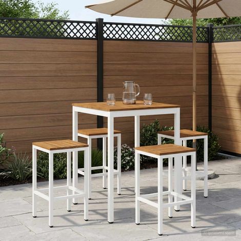 vidaXL Table de Bar de Jardin NAARDEN Naturel et Blanc (1/5)