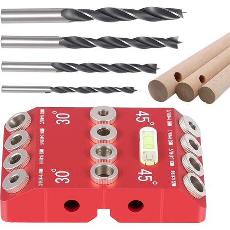 Guide De Perçage D'Angle - Bloc modèle de perçage à 30, 45, 90 degrés Gabarit Menuiserie Précision Pour Outils Électriques Escaliers, Charpente, Projets, Rampes, Meubles, (1/5)