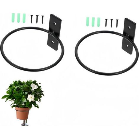 Stück – Blumentopfhalterringe – Wandhalterungen aus Metall – 15 cm – schwarz (1/5)