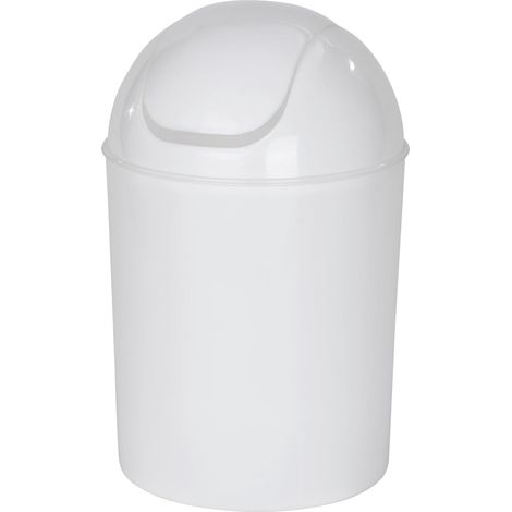 Poubelle de salle de bain économique, petite poubelle de salle de bain, 5,5 L, 20 x 31 x 20 cm, blanche (1/4)