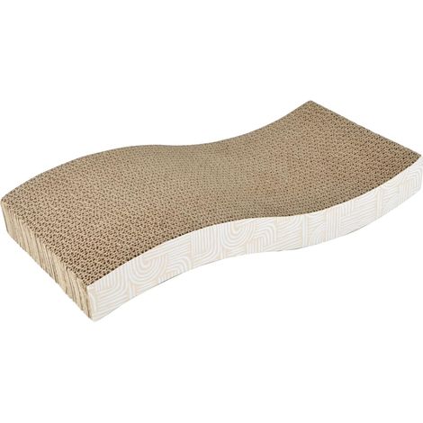 1 Griffoir Carton,Forme Vague,Avec Herbe à Chat,Pour Chat,43x21x4,5 cm