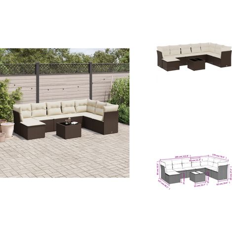 9-tlg. Garten-Sofagarnitur mit Kissen Braun Poly Rattan - Garten Sofagarnitur - Garten Sofagarnituren - Outdoor Sofagarnitur - Sofagarnitur Terrasse (1/3)