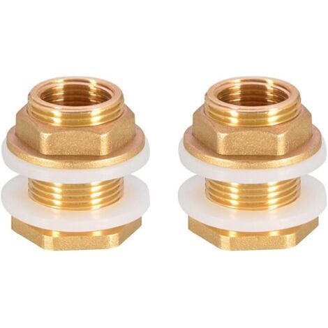 UYUYong 2 Pieces Dn20 3/4 Brass Water Tank Water Hose Fitting Adapter Tap Rain Bucket Socket Brass Tank Socket for Tap Rain Bucket Water Tank (1/5)