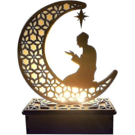 Lumières Lune et Étoile, Décorations Ramadan - Veilleuse LED Ramadan Eid,b (1/4)