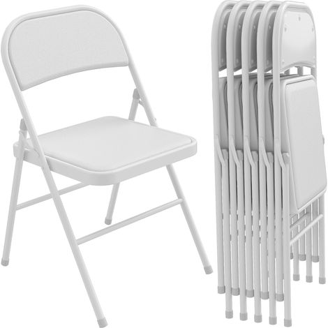 Lot de 6 chaises pliantes chaises de salle à manger portables cadre en acier 45 x 46 x 78 cm blanc - Ce produit allie confort et esthétique pour s'intégrer parfaitement dans votre intérieur. Fabriq... (1/5)