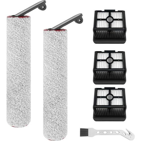 Rouleau de brosse de rechange et filtre HEPA pour Dreame H12 Pro, H12 Dual aspirateur sec et humide sans fil, 2 rouleaux de brosse + 3 filtres HEPA + 1 brosse de nettoyage (1/4)