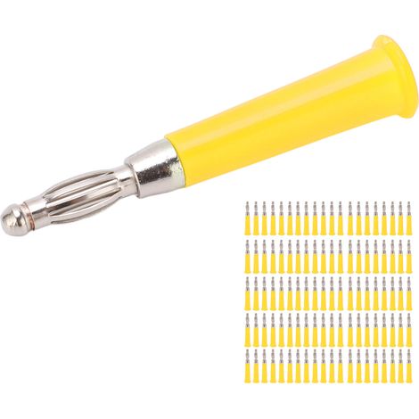 Lot de 100 fiches bananes 4mm pour poste à souder et matériel industriel, connecteurs laiton ABS zinc J.10010 jaune (1/5)