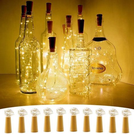 LED Flasche Lichterkette 10er Pack, 1m 10 LEDs Flexible Kupferdraht Lichterkette für Halloween, Weihnachten, Party, Hochzeit, Gartendekoration (1/5)