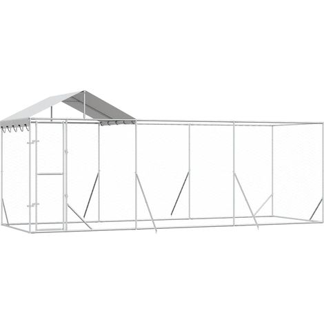 Maison Exclusive - Outdoor-Hundezwinger mit Dach Silber 6x2x2,5 m