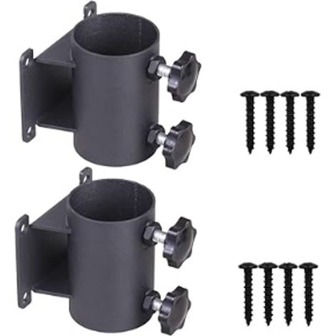 Lot de 2 supports de parasol de terrasse, support de parasol d'extérieur en aluminium pour balustrade de terrasse, balcon ou cour extérieure