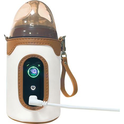 5-V-Babyflaschenwärmer, Auto-Babyflaschenwärmer, 26-Gang-verstellbarer Babyflaschenwärmer, tragbarer 24-Stunden-Thermostat, kleine/große Bärenflaschentasche für den Heim- und Reisegebrauch