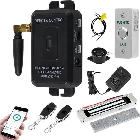 Kit complet de système de contrôle d'accès 433 MHz, ouvre-porte, serrure magnétique de 180 kg, émetteurs à distance de 30 m