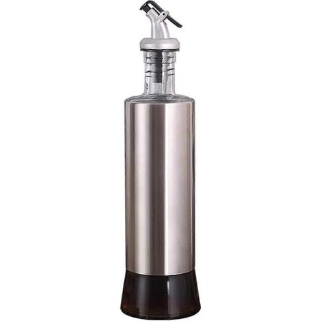 Bouteille à huile en verre et acier inoxydable 2024, bouteille distributrice de vinaigrette avec entonnoir - Verseur de vinaigrette (1/5)