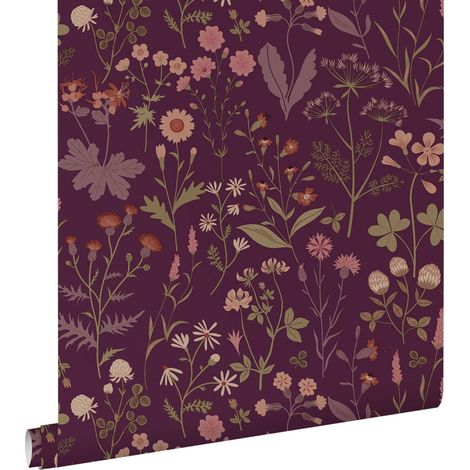 papier peint fleurs des champs violet aubergine - ESTAhome (1/5)