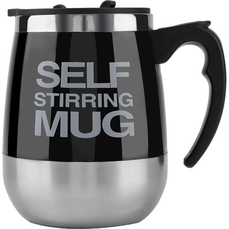 Tasse à café magnétique portable en acier inoxydable avec mélangeur magnétique, coloris noir. (1/5)