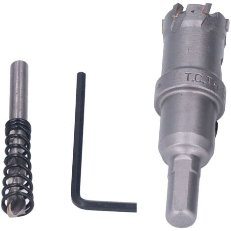 Kit de brocas de corona de carburo TCT para metales gruesos con llave hexagonal, broca de 22 mm / 0,9 pulg. (1/5)