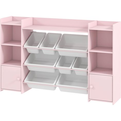 Étagère rangement enfants 8 boîtes amovibles jouets livres rose