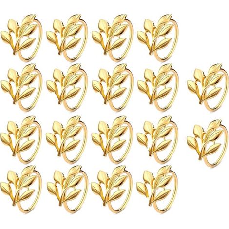 Ronds de serviette - Rond de serviette - Or - Accessoire de table - pour Mariage, Banquet, Anniversaire, Fête - 18 Pièces - (1/5)