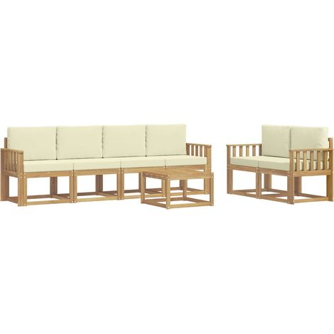 Conjunto de sofás de exterior 7 uds. Blanco y Crema vidaXL (1/5)