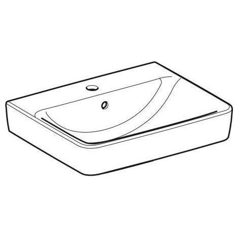 Geberit Renova Plan, Aufsatz-Waschtisch , 55x44 cm, 1 Hahnloch,