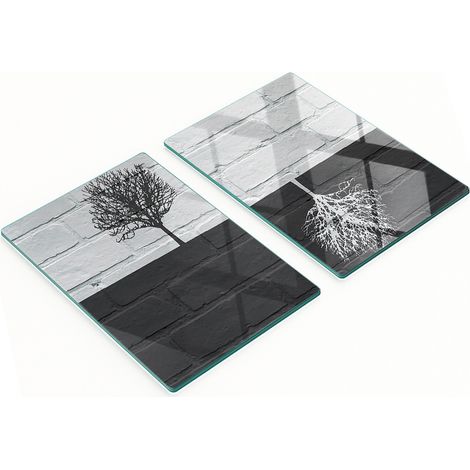 Tableros de cocina de vidrio duraderos y elegantes con diseño de pared de árbol, 2x40x52 cm. (1/5)