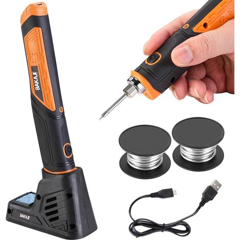Mini Saldatore Elettrico a Stagno 8W Professionale a Batteria USB con LED e Base (1/5)