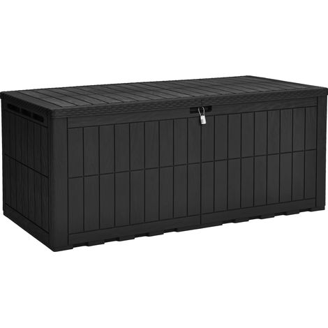 Boîte de rangement d'extérieur, 833 litres, boîte de terrasse étanche pour outils de jardin, coussins de terrasse et accessoires de piscine, verrouillable, assemblage facile, banc ou table (1/5)