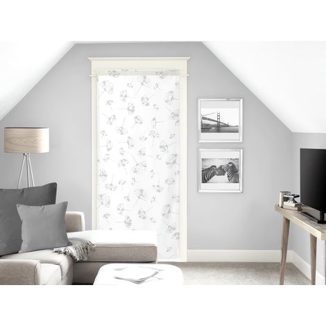 Soleil D Ocre – Voilage porte fenêtre 70x200 cm KYOTO – 100% polyester – Motif floral moderne – Finition passe tringle
