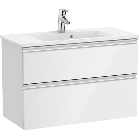 Pack Unik meuble bas compact avec 2 tiroirs + lavabo THE GAP - ROCA Couleur : Blanc brillant - Dimensions : 805x380x537 mm (1/5)