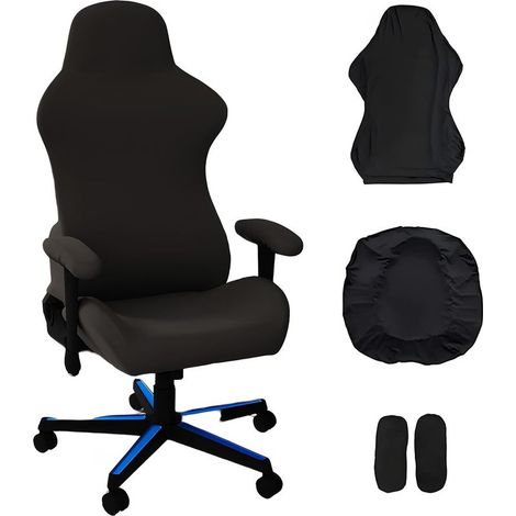 Gaming chair cover with cushion and armrest covers, stretchable gaming chair cover, black, removable, washable and non-slip (1/5)