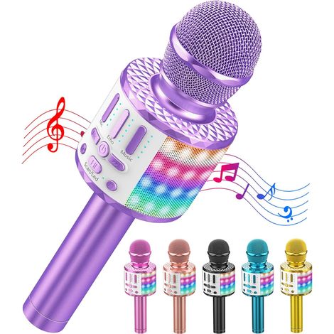Microphone Sans Fil Bluetooth Karaoké, Portable Karaoké Micro Haut-Parleur Avec Lumière, Microphone Karaoke Pour Enfants/Adultes Chanter Club Noël Anniversaire Soiree Famille Youtube Live, Idée Cadeau (1/5)