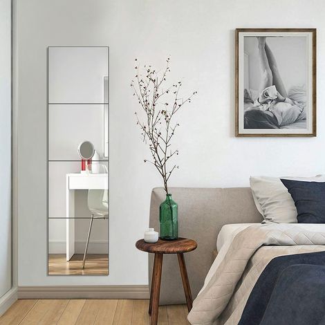 4pcs 30cm Acrylic Adhesive Wall Mirror Tiles (1/5)