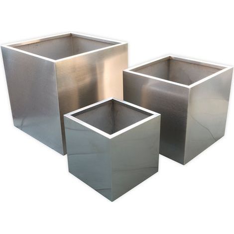 Köhko® Bac à fleurs design en acier inoxydable VIVO, édition limitée 80 x 80 x 50 cm, planteur décoratif élégant et moderne en acier inox (1/5)