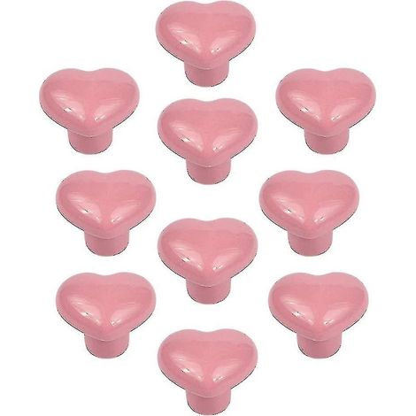 Lot de 10 boutons de tiroir en céramique en forme de cœur pour meubles et commodes (1/4)