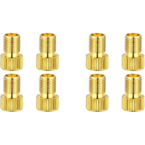 Lot de 8 Embout Pompe Velo, Embout de Gonflage, Adaptateurs pour Valve de Vélo Presta vers Schrader, en Laiton (1/5)