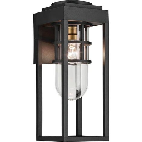 Elstead Kichler Hone Lanterne murale d'extérieur moyenne, classique, noire texturée, IP44, 1 ampoule E27 (1/5)