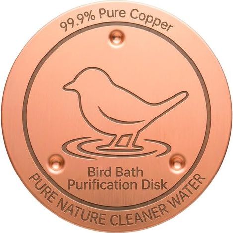 Disque en cuivre pour Bain D'oiseaux, 99,99% Cuivre Pur Plaque de Nettoyage Purification D'eau sans Produits Chimiques 14 Jours D'eau Claire pour Bains Abreuvoir D'oiseaux Fontaine Bols Extérieurs (1/5)