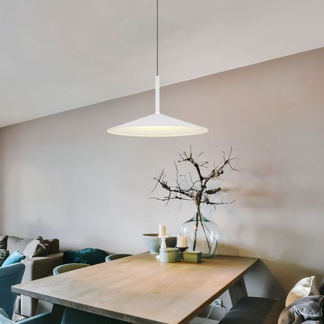 Suspension LED Lampe à suspendre Réglable en hauteur Lampe de salle à manger suspendue blanche, métal acrylique, 18W 980Lm blanc neutre, DxH 47,5x80-150 cm (1/5)