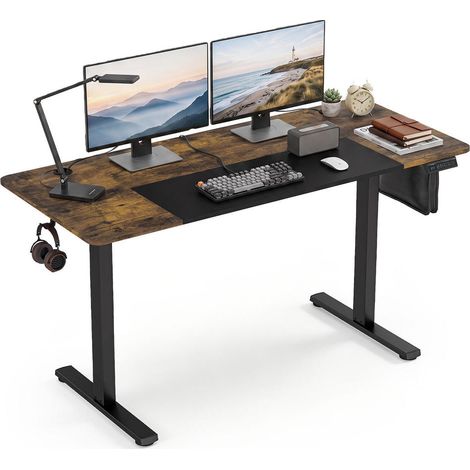 Bureau assis-debout électrique, réglage 72-118 cm, écran LED 3 mémoires, plateau 140 x 60 cm (1/4)