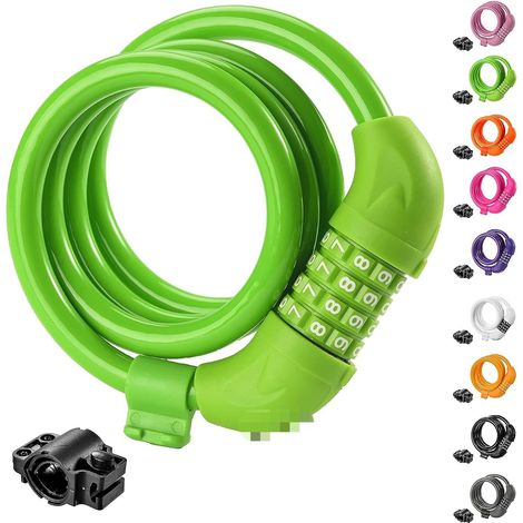 Lucchetto a combinazione per bicicletta, lucchetto a filo, lucchetto a combinazione a quattro cifre per mountain bike, lucchetto per moto, lucchetto per bicicletta, verde - 1 pezzo