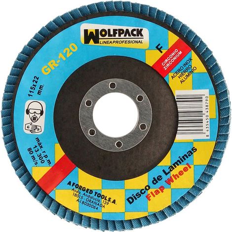 Disque de feuille de papier de verre zirconium 115x22 mm. 120 grains