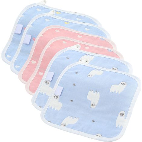 6 foulards carrés en gaze de coton, 25 x 25 cm, 6 épaisseurs, pour bébé et jeunes enfants (1/5)